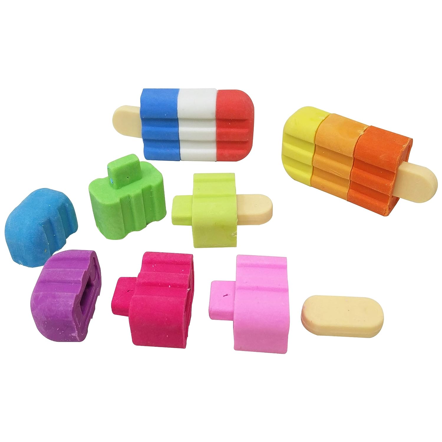 4566 New Ice Cream Stick Erasers for Kids, Pops Fruit-Scented Puzzle Erasers, School Supplies for Kids - Set of 3 4566 New Ice Cream Stick Erasers for Kids, Pops Fruit-Scented Puzzle Erasers, School Supplies for Kids - Set of 3
